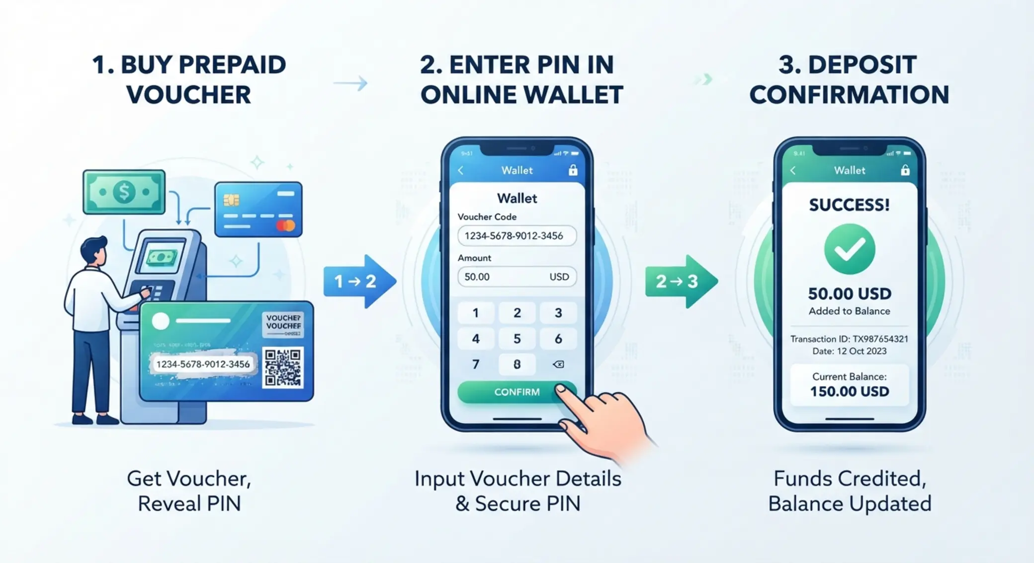 Schemat wpłaty prepaid od zakupu vouchera do zaksięgowania