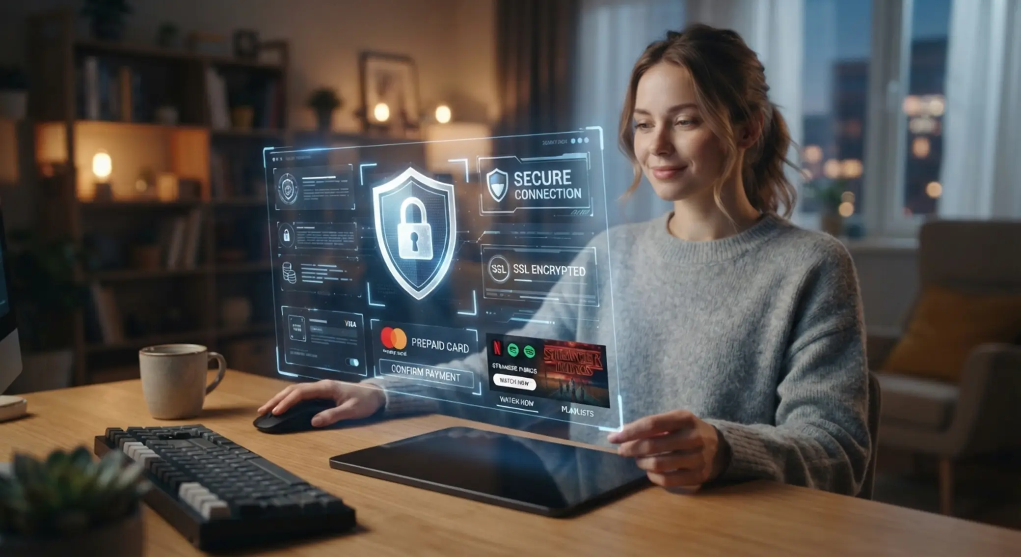 Bezpieczeństwo płatności Paysafecard online Motyw bezpieczeństwa online z ochroną i ikoną Paysafecard