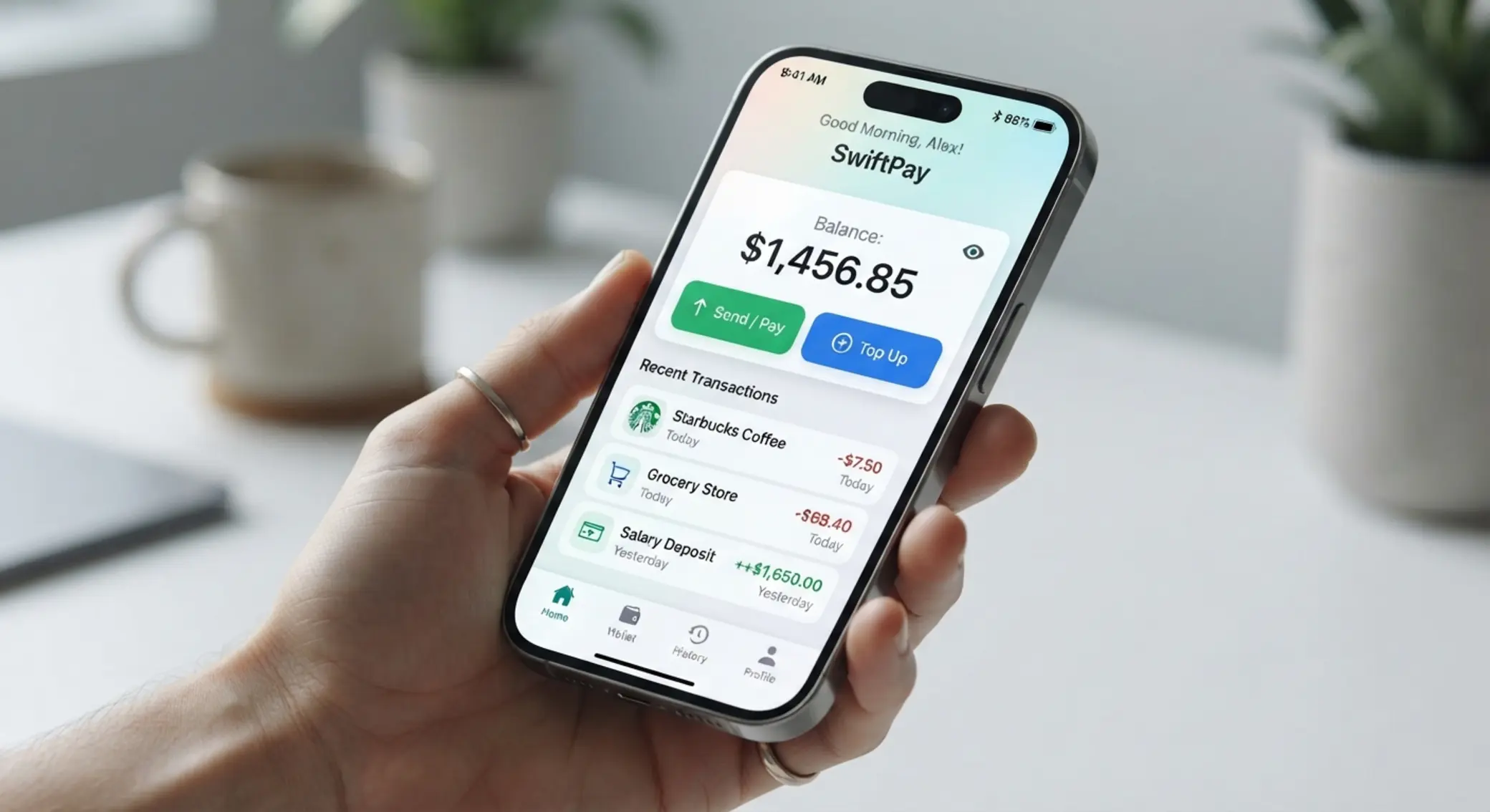 Aplikacja portfela prepaid na ekranie smartfona
