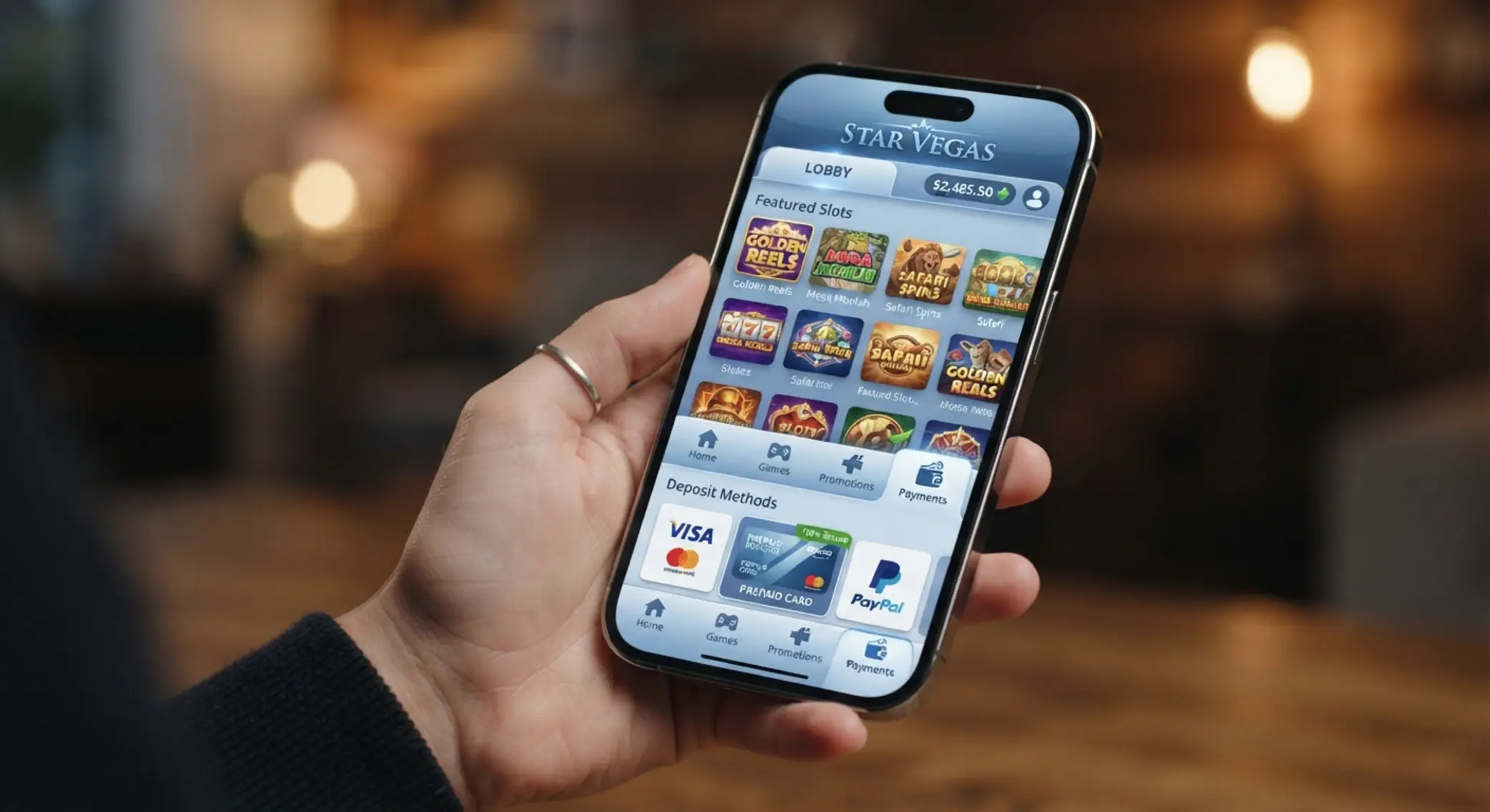 Smartfon z lobby online i ikoną płatności prepaid