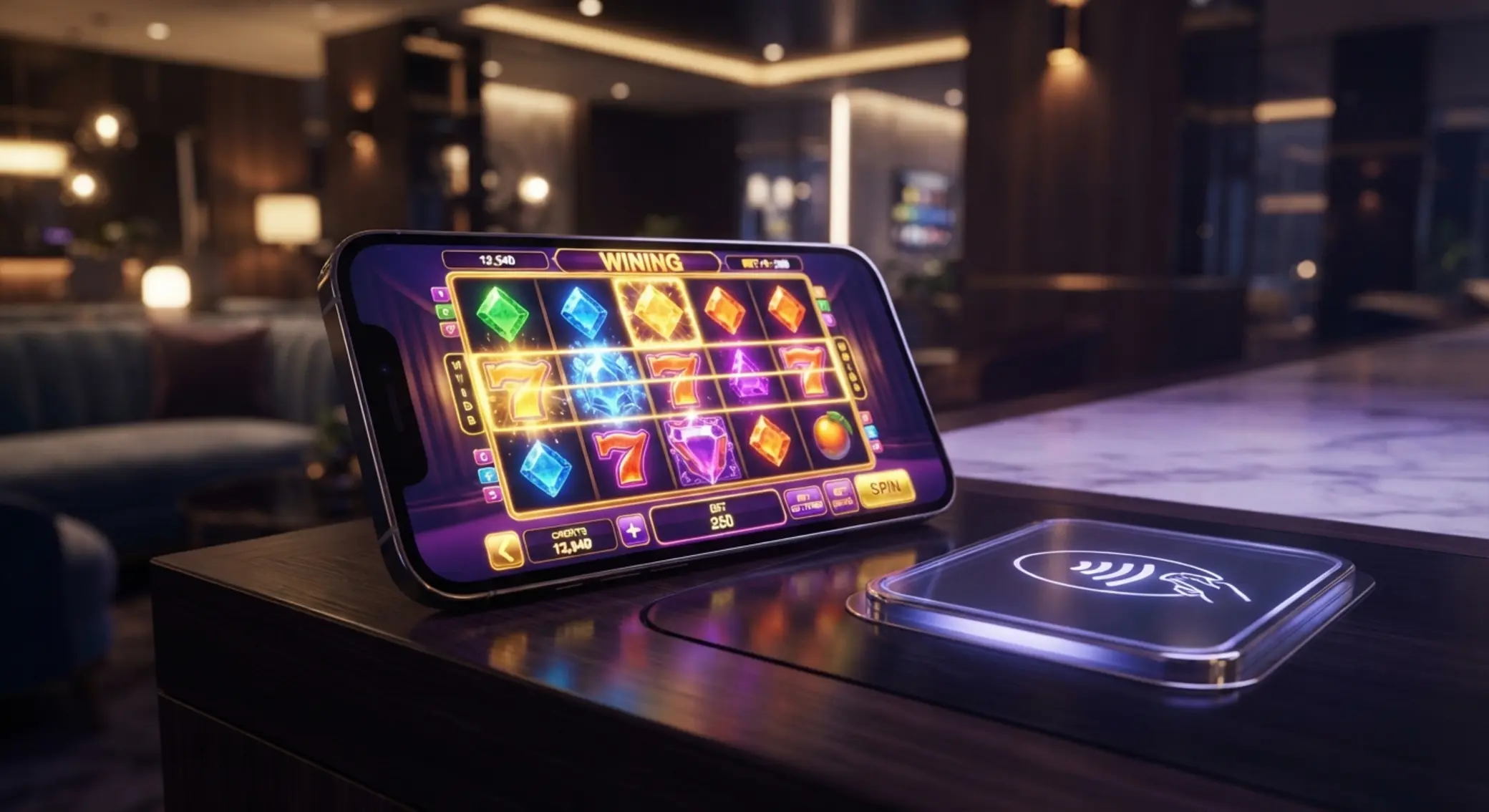 Slot na ekranie smartfona z ikoną płatności prepaid
