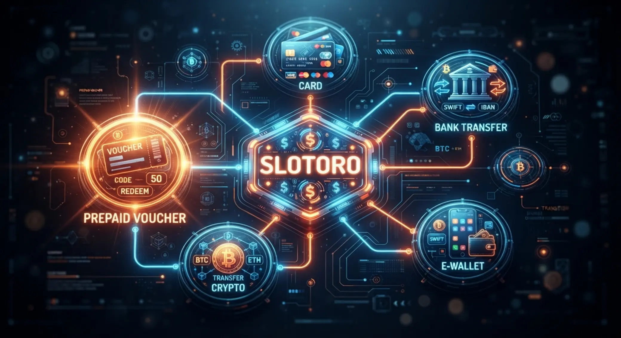 Alternatywne metody płatności w Slotoro Mapa metod płatności wokół Slotoro z wyróżnionym Paysafecard