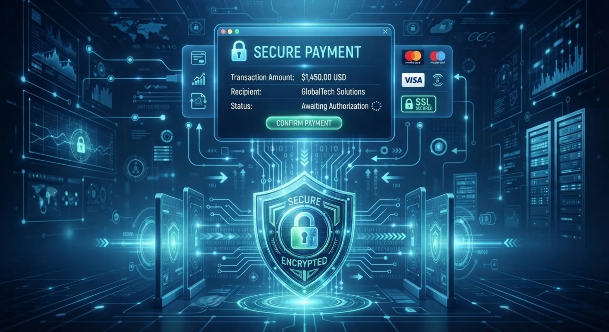 Bezpieczeństwo płatności online przy Paysafecard Ilustracja bezpiecznych płatności online z ochroną danych